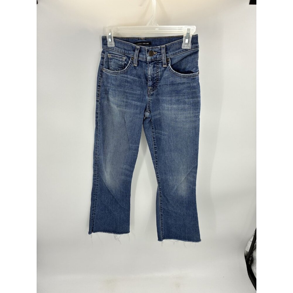 Lucky Brand Ava Jeans Womens 0 Mid Rise Crop Mini Bootcut Blue Denim Stretch